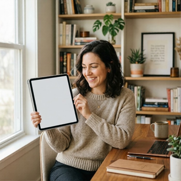 Person reviewing a digital book proof on a tablet